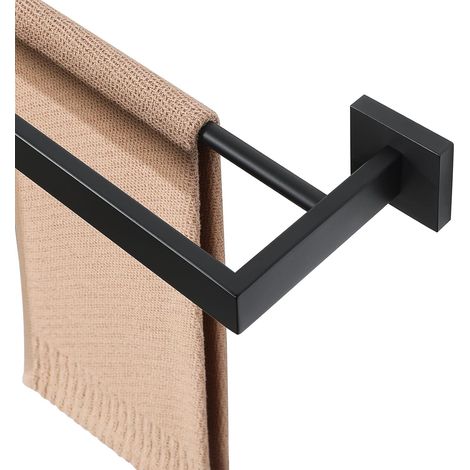 Porte Serviette Mural, 60 CM, en Acier Inoxydable 304, Barre Porte Serviette Cuisine Pratique et Durable, Agréable Support Serviette Salle de Bain, Noir (1/5)