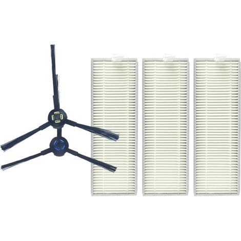 XI285 - 1 par de cepillos laterales I258 + 3 filtros I206 para ILIFE X800 / A7 / A9 / X787 / X785 (1/4)