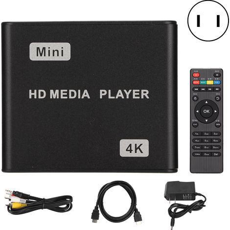 Mini lecteur multimédia 4K HD avec télécommande, indicateur LED, prise US 100-240V, boîtier de streaming compact. (1/5)