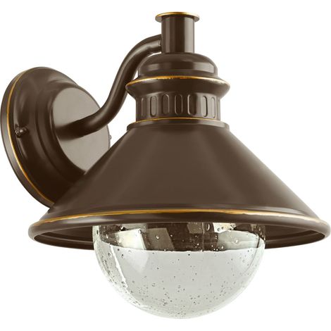 Außenwandleuchte Braun IP44 E27 Glas Metall Maritim Außenwandlampe Haus Garten