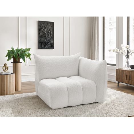BOBOCHIC - Chauffeuse 1 place avec accoudoir pour canapé modulable AZRA tissu bouclette Angle droit  Blanc