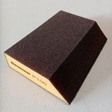 Spugna abrasiva gialla 125x90x25mm grana 100 per intonaco legno plastica pittura - 1pz (1/2)