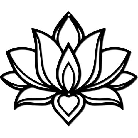 Fleur de Lotus en Métal-Décoration Murale Fer Suspendre-Noir Ajouré-Silhouette de Lotus-Panneau en Fer pour Studio Yoga,Intérieur Ou Extérieur,Décoration Bureau-Noir 30x25cm (1/5)