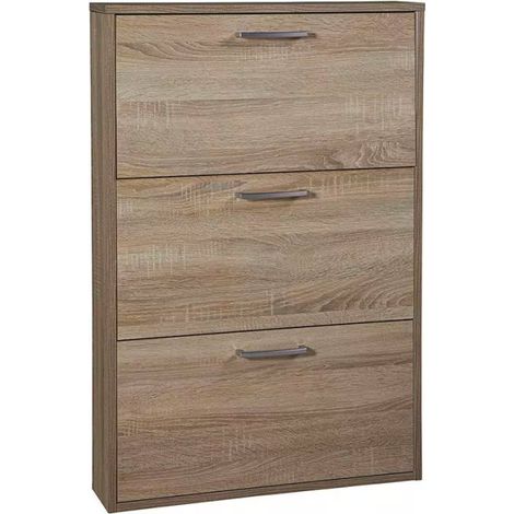 Scarpiera Salvaspazio 3 Ante 9 Paia 65x15x99,6 cm in Truciolare Nobilitato Rovere Sonoma (1/5)