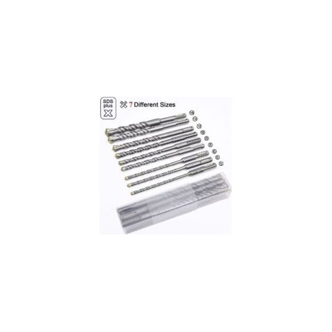Betonbohrer, 9-teilig (5 mm x 16 x 160 mm), SDS-Plus-Schlagbohrer für Bohrhammer, Kreuzbohrer für Ziegel, Stein, Naturmaterialien, Metall – Crezuo