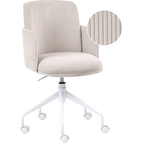 Silla de oficina tapizado de pana giratoria ajuste de altura del asiento beige claro Dryden
