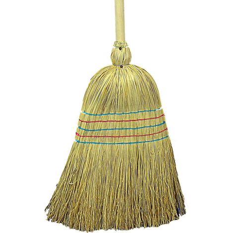 Topcar – Balai paille de riz 5 fils 60110 – Support manche bois – Dimensions 35x50x135 cm – Pour chantiers humides