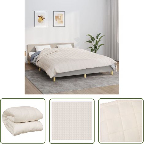 The Living Store Couverture lestée Crème clair 220x230 cm 15 kg Tissu - Couverture Lestée - Couverture Poids - Literie - Sommeil Profond - Relaxation (1/5)