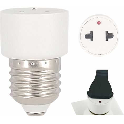 2 pièces Convertisseur de Prise E27 Adaptateur Douille E27 avec Prise EU, 250V 2A Max, Blanc, Installation Facile