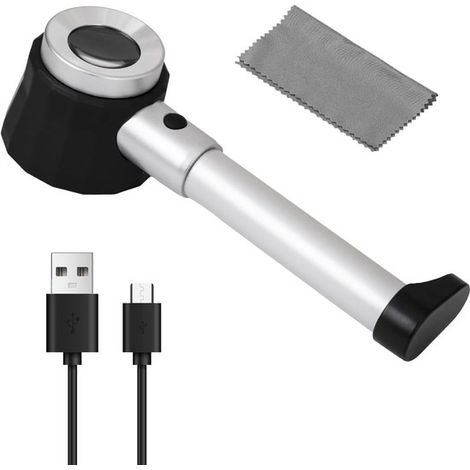 Lupa con luz LED y escala - portátil, aumento de 10x/30x, adecuada para la inspección de joyas y documentos. (1/5)