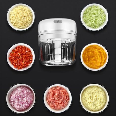 Broyeur à Ail Électrique Sans Fil Mini Hachoir Légumes pour Viande Fruits Oignons