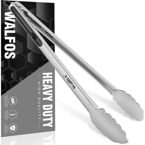 Pinces à barbecue extra-longues de 17 pouces, en acier inoxydable, idéales pour griller, cuisiner, préparer des buffets et retourner les aliments. (1/5)