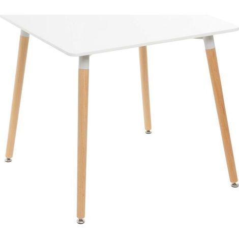 Tavolo Pranzo Quadrato Scandinavo Bianco Legno Faggio Cucina 80x80x74cm (1/5)