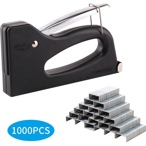 Agrafeuse avec 1000 pièces d'agrafes de type porte, agrafeuse manuelle légère pour l'artisanat, la décoration, la fixation de matériaux de menuiserie, les meubles (1/5)