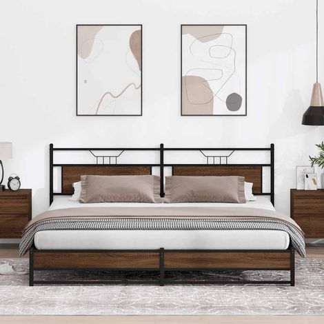 Metallbett ohne Matratze Braun Eichen-Optik 200x200 cm