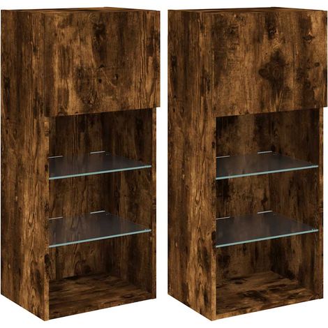 Maison Exclusive - TV skříňky s LED osvětlením 2 ks kouřový dub 40,5 x 30 x 90 cm (1/5)