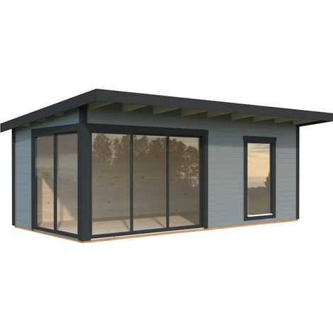 Abri de jardin en bois Andrea 17,1 m2 Slide Plus Peint gris clair + anthracite (1/5)