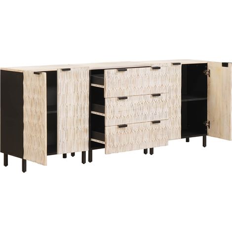 Buffet 3 pcs Finition Lavage Blanc 180 x 33 x 75 cm