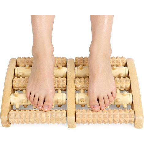 Rouleau de Massage Pieds Bois, Masseur Pieds en Bois avec à Trois Pointes en Bâton D'Acupression, Pied Rouleau pour Relaxation de Acupression Soulager Fasciite Plantaire, Soulagement du Stress (1/5)