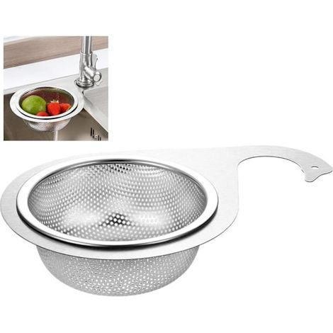 Panier d'évier suspendu en acier inoxydable, passoire multifonctionnelle et filtre à déchets alimentaires avec vidange rapide, ustensile de cuisine (1 pièce)