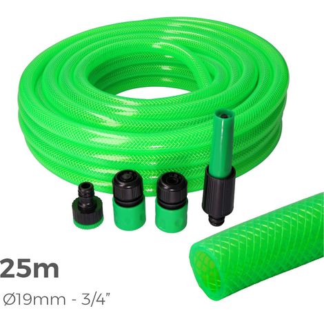 Verdrehsicherer Gartenschlauchsatz Innen-ø 19mm Außen-ø 25mm (3/4") - 25m Rolle mit Zubehör edm (1/2)
