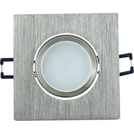 Spot encastré LED 6W carré argent brossé MOON Polux (1/4)
