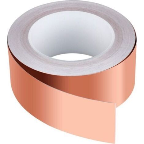 Ruban de Cuivre 30m x 50mm, Premium Feuille de Cuivre Bande Ruban Adhésif EMC Blindage Ruban Adhésif pour Blindage EMI, Artisanat, Anti-limaces, Reparations Electriques, Circuits Papier