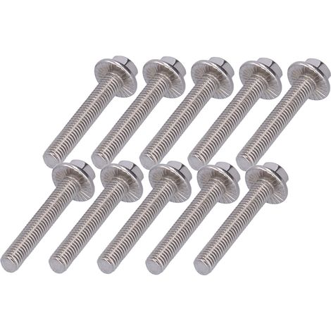 Vis à tête hexagonale à embase inox 304, lot de 10, M5 x 10/12/16/20/25/30/35/40 mm, M5x30, quincaillerie de fixation (1/5)