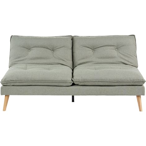 Canapé-lit en Tissu 3 Places sans Accoudoirs Fonction Couchage Clic-Clac Pieds en Bois Vert Yila (1/5)