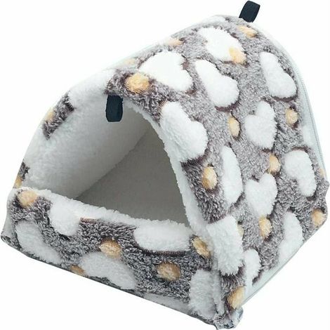 Nid suspendu pour petit animal de compagnie Lit mignon doux et chaud en velours corail Hamac Cage de jeu pour hamster écureuil furet gerbille chinchilla hérisson, marron, L