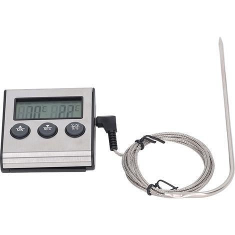 Sofort ablesbares Kochthermometer, digitales Lebensmittelthermometer, Ofenthermometer mit Sonde und voreingestelltem Temperaturtimer (1/5)
