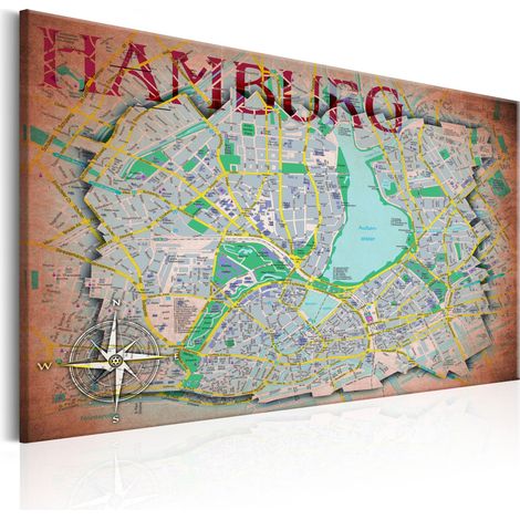Quadro - Map of Hamburg - 120x80 (1/4)
