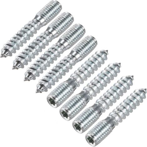 Boulons de suspension M10 longueur 2 "(50mm) vis à Double tête vis autotaraudeuses 10mm pieds de meubles en bois 8 pièces (1/4)