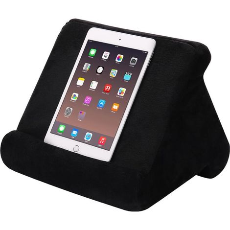 Soporte flexible multiángulo para tableta: tres ángulos de visión ajustables para tabletas, teléfonos inteligentes y libros (negro)