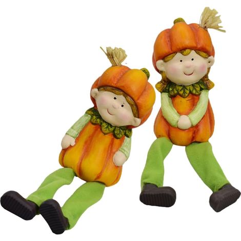 2 Stück Keramik Puppenfigur Gartendeko aus Roter Keramik und