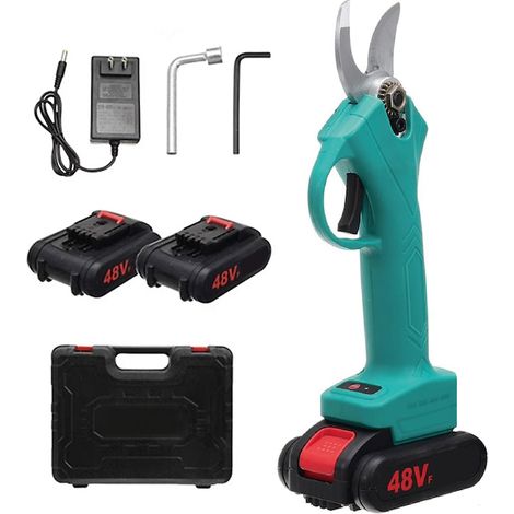 Sécateur électrique professionnel, 2 batteries 48 V, lame en acier au carbone, étui de transport et accessoires (1/5)