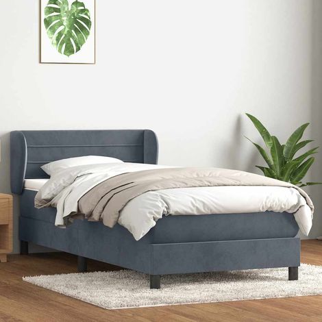 Boxspringbett mit Matratze Dunkelgrau 80x210 cm Samt