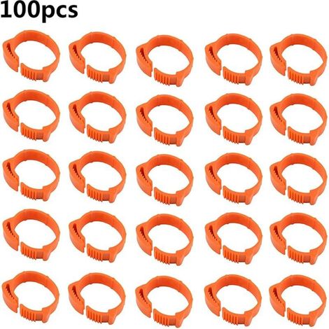Anneaux d'identification pour volailles – Lot de 100 anneaux réglables numérotés en plastique orange, pour poules, canards et volailles (1/5)