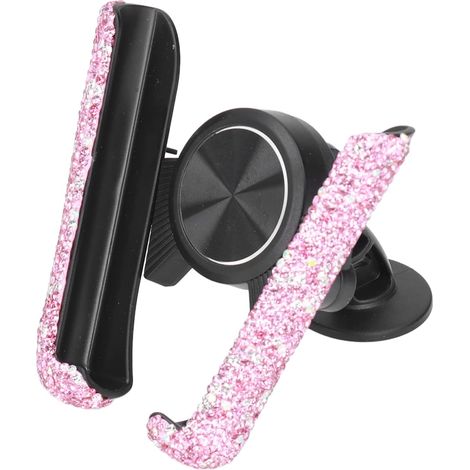 Support de téléphone de voiture à strass, support de téléphone portable auto réglable et pratique, orné de strass, magnifique et robuste, pour femmes et filles, pour la décoration automobile (rose) (1/5)