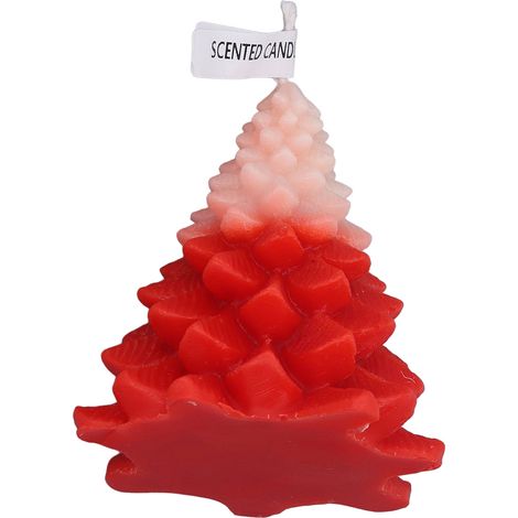 Duftkerzen in Weihnachtsbaumform, exquisite Tischdekoration, Weihnachtskerzen fürs Schlafzimmer, Weiß, Rot (1/5)
