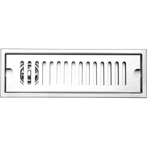 Bonde de douche longue en acier inoxydable, déodorante et amovible, pour salle de bain ou hôtel, 30 cm, évacuation latérale. (1/5)