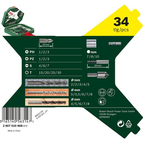 Bosch X-Line Classic Bohrer- und Schrauber-Set 34-teilig im Kunststoffkoffer