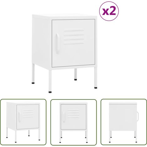 The Living Store Nachttische 2 Stk. Weiß 35x35x51 cm Stahl - Nachttisch - Schreibtisch - Wohnzimmer Dekoration - Weißer Nachttisch - Stahl Nachttisch (1/5)