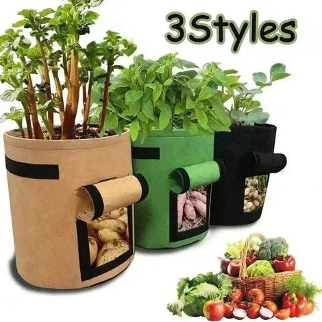 (Camel-S-1PC) 3 Styles Sacs de culture en feutre, tissu non tissé, pour pots de pommes de terre, serres et autres légumes, outils de culture verticale hydratants (1/5)