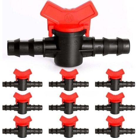 10 Pices 16mm Vanne Commutation d\'Irrigation, Irrigation Pipe Valve Switch, Robinet Jardin en Plastique PE, Robinet Barbel Double Mle, pour L\'irrigation des Pelouses de Jardin (1/4)