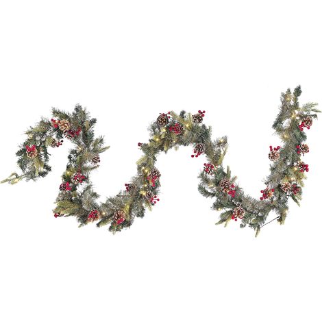 Guirnalda de Navidad verde material sintético LED 270 cm Ramitas decoración artificial ramitas ajustables Paimio