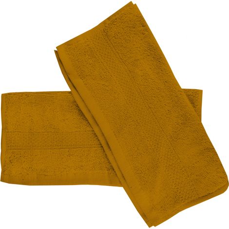 Lot de 2 serviettes invités en coton 500 gr/m2 LAGUNE moutarde, par Soleil d'ocre