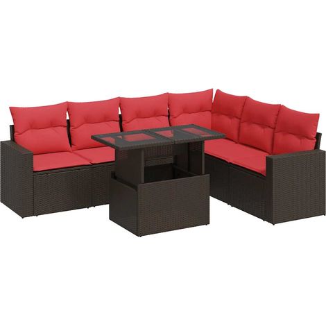 vidaXL Set Divani da Giardino 7pz con Cuscini Grigio Polyrattan Acacia (1/5)