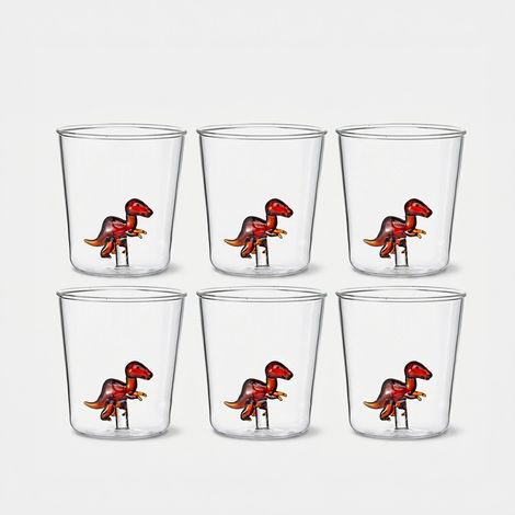 Set 6 bicchieri in vetro artigianali Made in Italy Velociraptor (1/2)