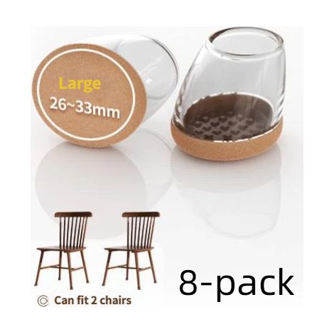 Lot de 8 protège-pieds de chaise, embouts ronds en silicone avec patins en feutre, protègent le sol, préviennent les rayures et réduisent le bruit. (1/5)